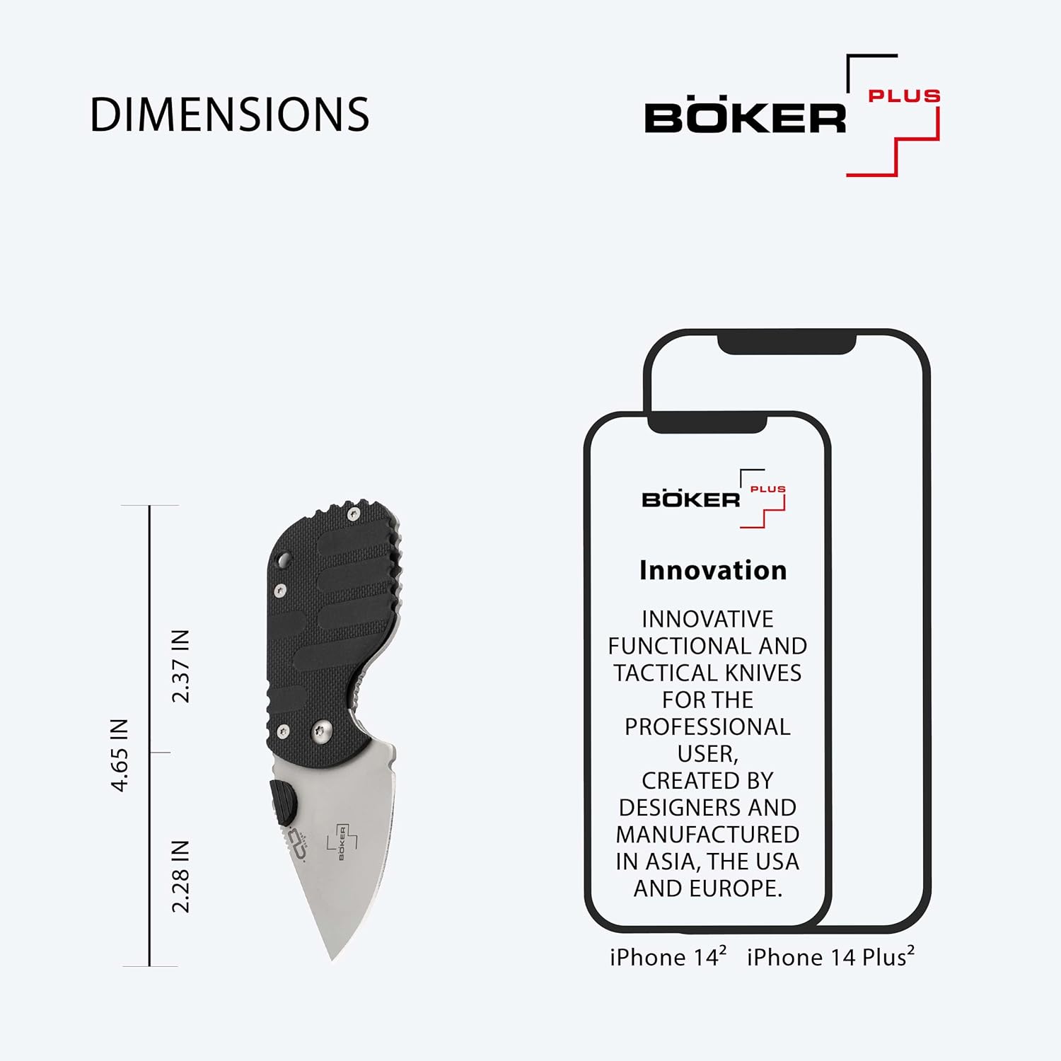 Böker Plus Subcom 2.0 Black - knife with Zytel handle scales - with D2 blade - with clip