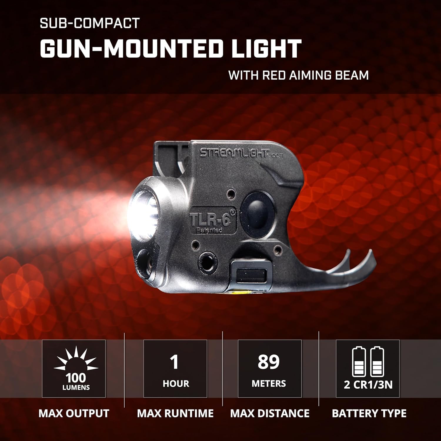 Streamlight 69276 TLR-6 100-Lumen Tactical Weapon Light with Integrated Red Aiming Laser Designed Exclusively and Solely