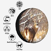 Free Whitetail Deer Printed Spare Tire Cover 14 Inch - Waterproof Wheel Covers Protectors - Universal Fit for Car, Trailer