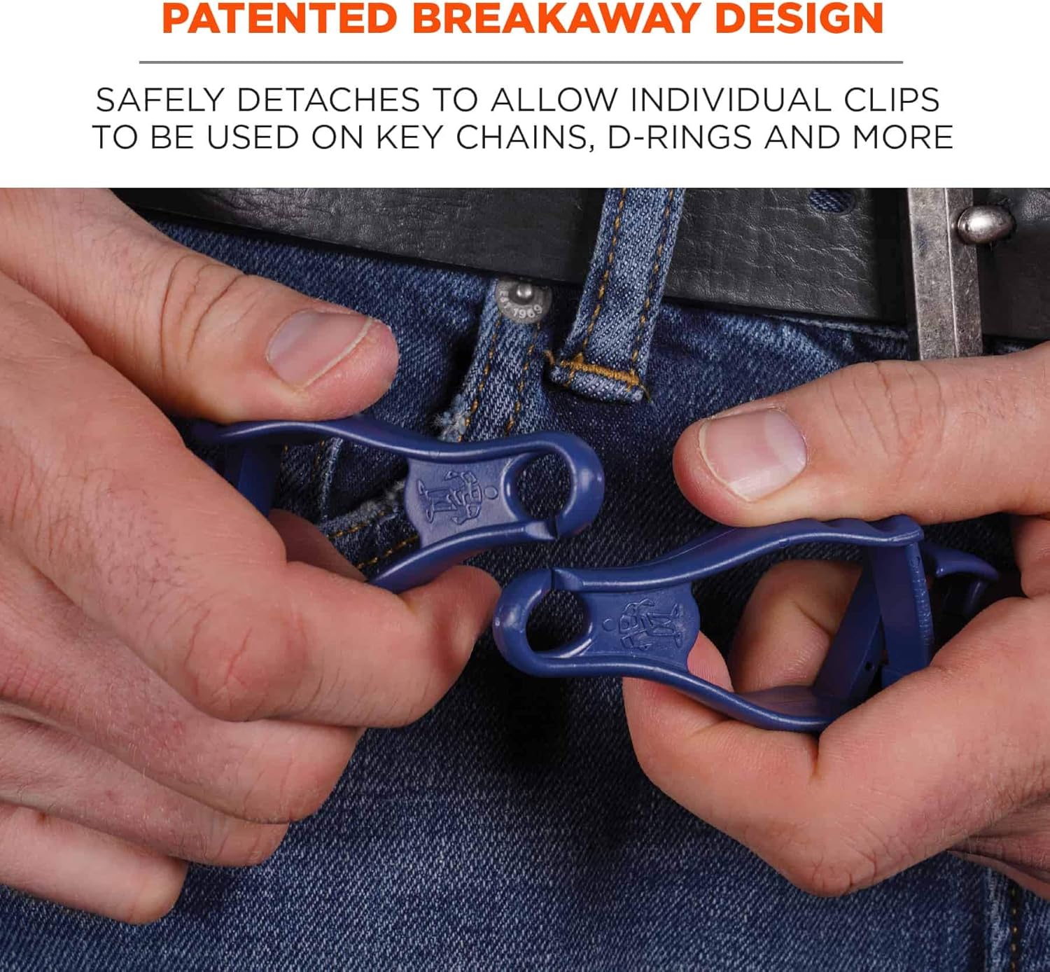 Ergodyne Squids 3400MD Metal Detectable Grabbers With Dual Clip Mounts, 5-1/2in, Deep Blue, Pack Of 6 Grabbers