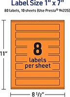Avery Printable Rectangle Labels, Sure Feed Technology, 1" x 7", Bright Orange, Print-to-The-Edge, Laser/Inkjet Printable