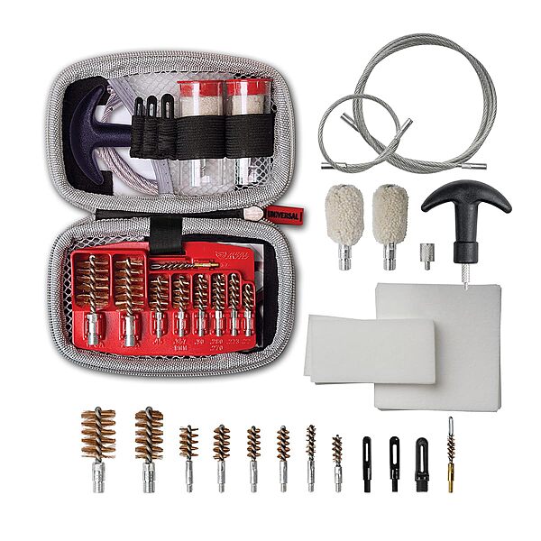 Real Avid Gun Boss Universal Cable 17-Piece Multi Caliber Gun Cleaning Kit for 12 & 20 gauge shotguns, .17 - .45 cal Hunting Rifles & Handguns Complete Gun Cleaning System w/ Compact Zippered Case