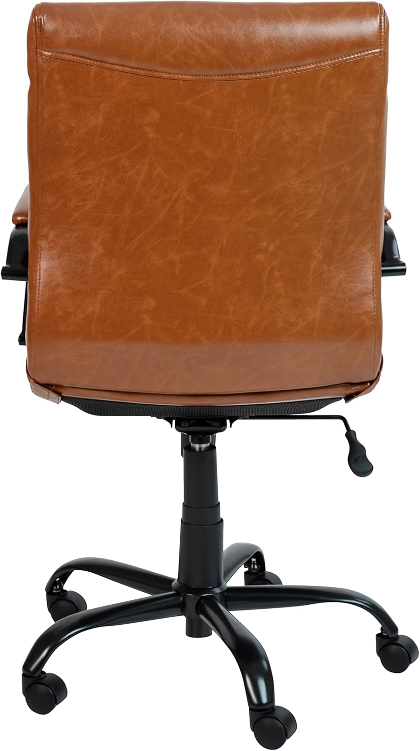 Flash Furniture Whitney Mid-Back Swivel LeatherSoft Desk Chair with Padded Seat and Armrests