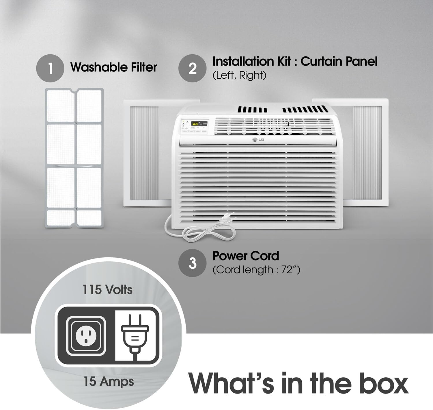 LG 6,000 BTU Window Air Conditioner, 115V, Cools 250 Sq.Ft. for Bedroom, Den, Living Room, Quiet Operation, with Remote