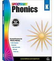 Spectrum Kindergarten Phonics Workbook, Ages 5 to 6, Kindergarten Phonics Workbooks, Letter Recognition, Alphabet Order, Vowel and Consonant Sound Practice - 144 Pages (Volume 90)