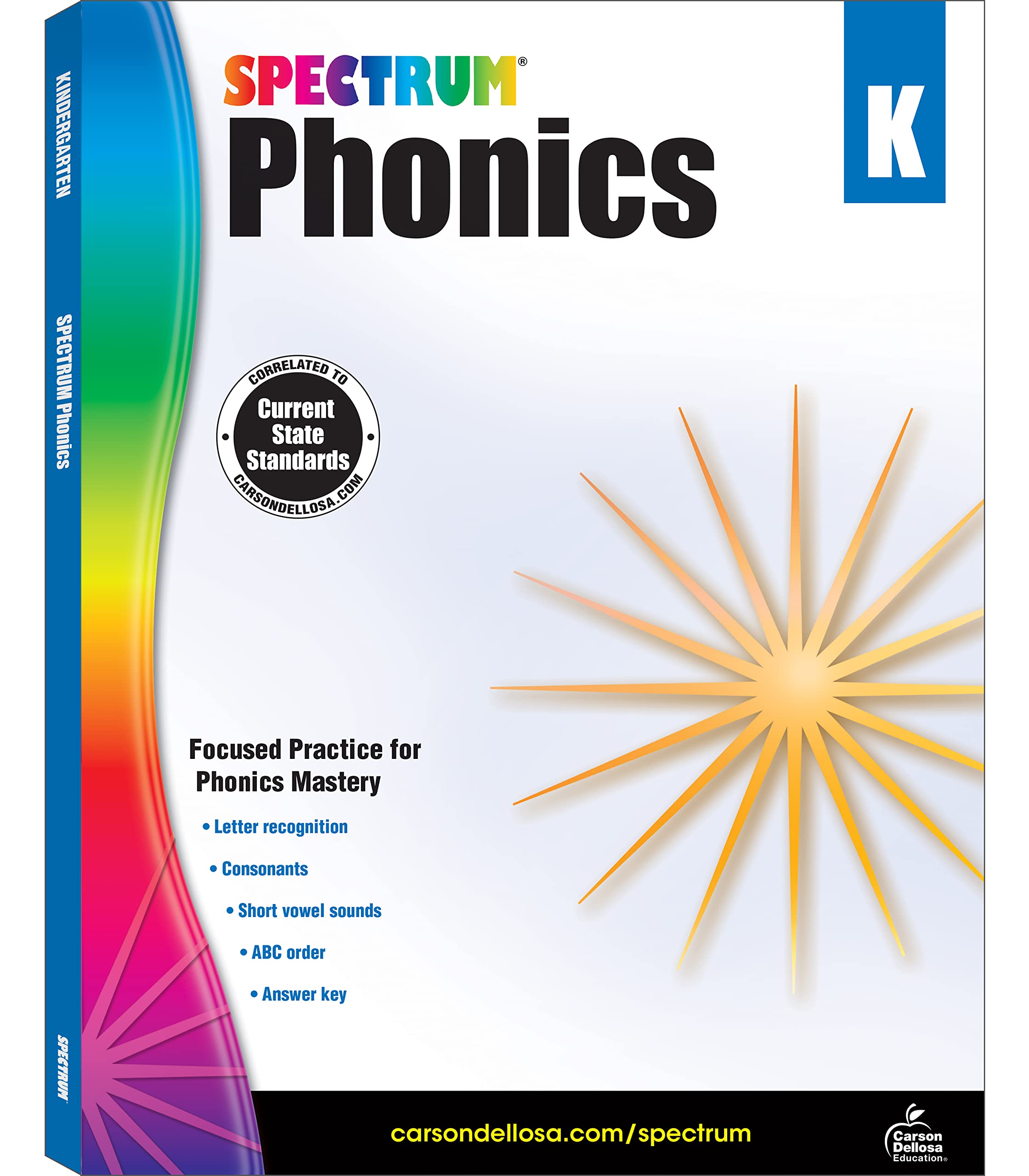 Spectrum Kindergarten Phonics Workbook, Ages 5 to 6, Kindergarten Phonics Workbooks, Letter Recognition, Alphabet Order