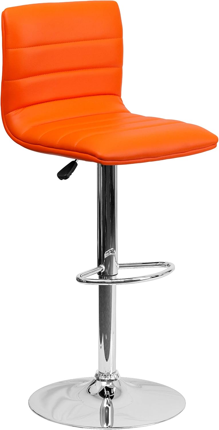 FLASH FURNITURE Vincent Adjustable Mid-Back Barstool with Vinyl Upholstery and Chrome Base