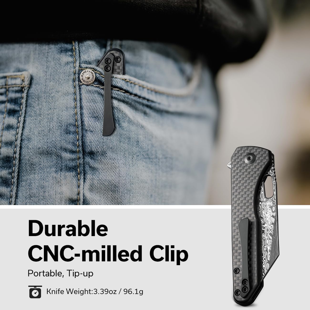 CIVIVI Nugz Folding Pocket Knife for EDC, 3.17" Reverse Tanto Blade C23060