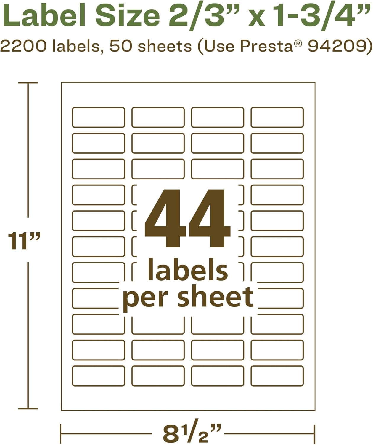 Avery EcoFriendly Matte White Recycled Rectangle Labels, 2/3" x 1-3/4", Print-to-The-Edge, Permanent Adhesive