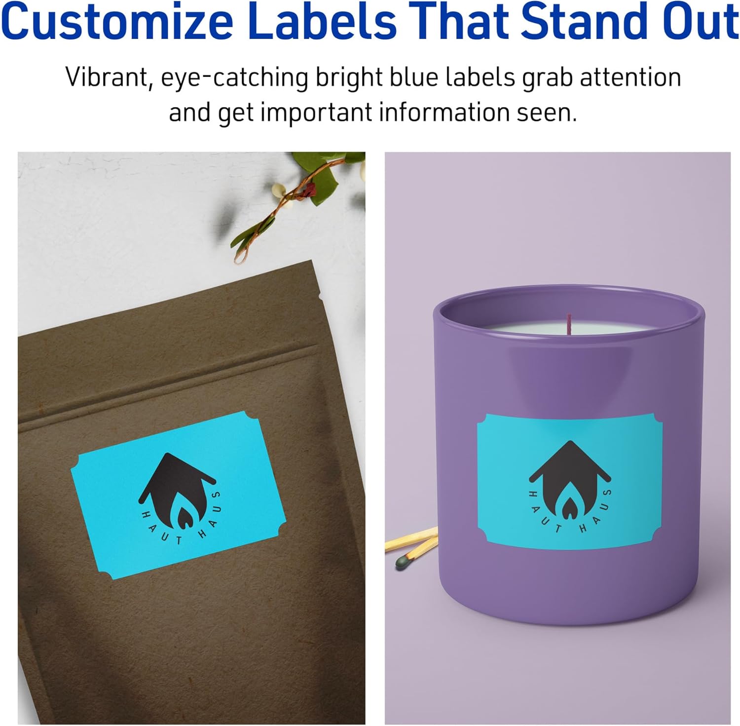Avery Printable Rectangle Scalloped Labels, Sure Feed Technology, 2" x 3", Bright Blue, 80 Total