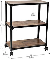 Mind Reader Multipurpose Rolling Cart with 3 Tiers, Mobile Office Storage Organizer, Metal, MDF