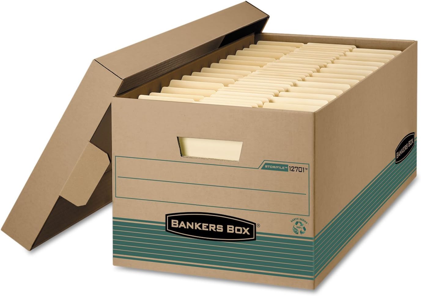 Bankers Box Stor/File FastFold Standard-Duty Storage Boxes With Lift-Off Lids, Letter Size, 24in x 12in x 10in, 94% Recycled