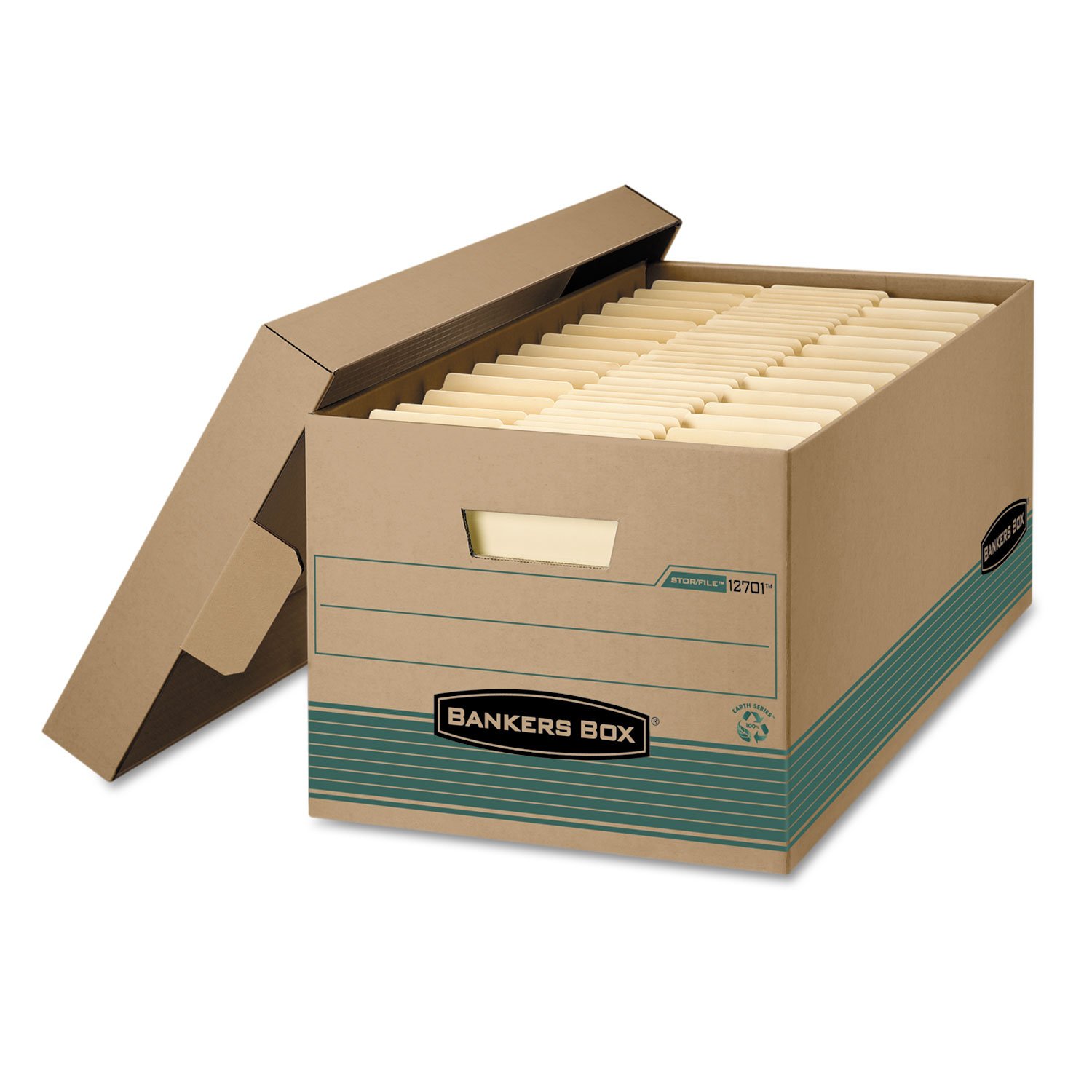 Bankers Box Stor/File FastFold Standard-Duty Storage Boxes With Lift-Off Lids, Letter Size, 24in x 12in x 10in, 94% Recycled
