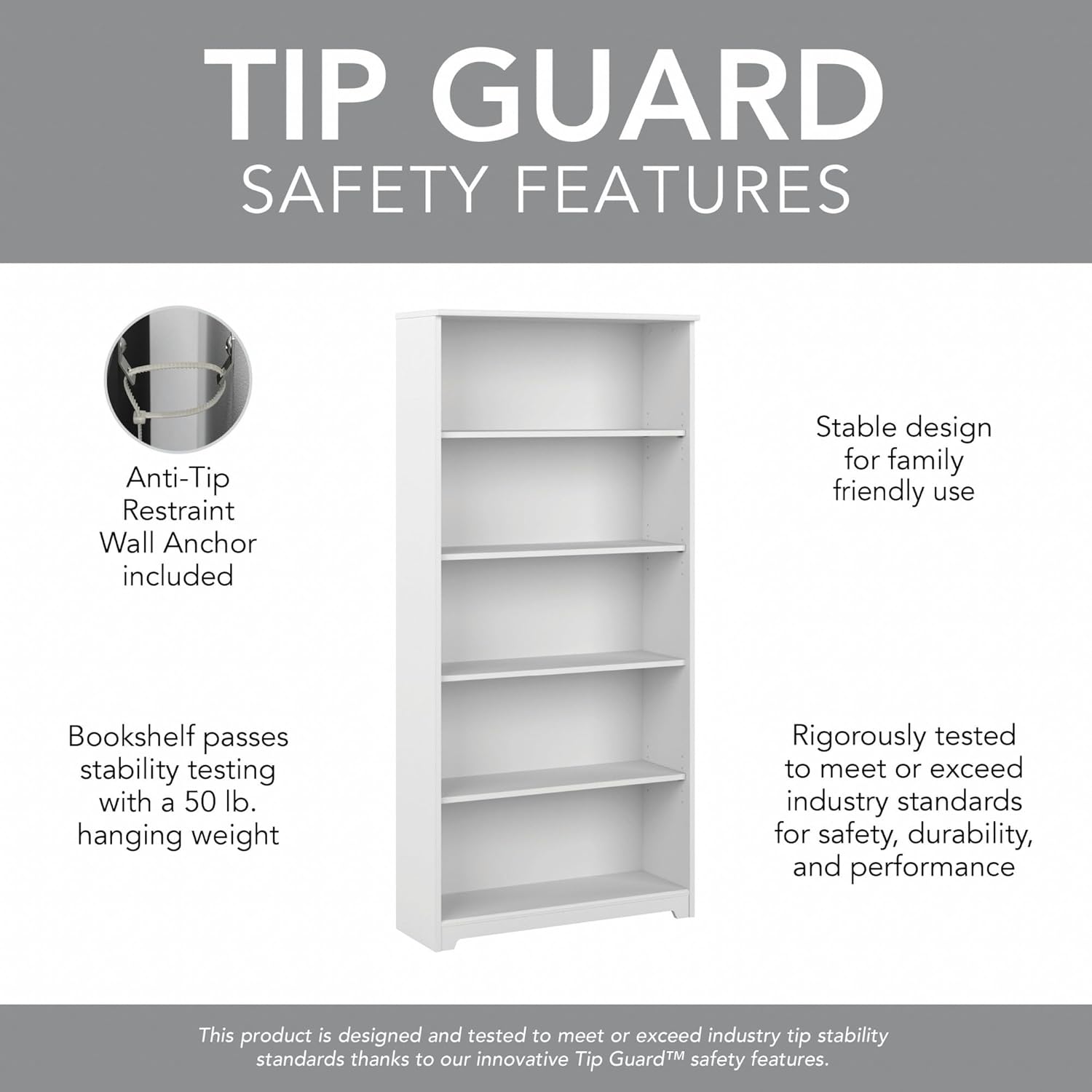 BUSH FURNITURE Cabot Tall 5 Shelf Bookcase