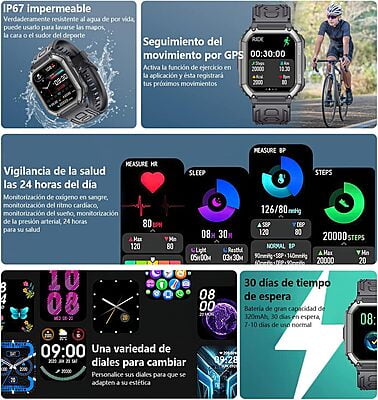 Reloj Inteligente,Smartwatch Militar de 1.8" HD Reloj Inteligente,Smartwatch Militar de 1.8" HD