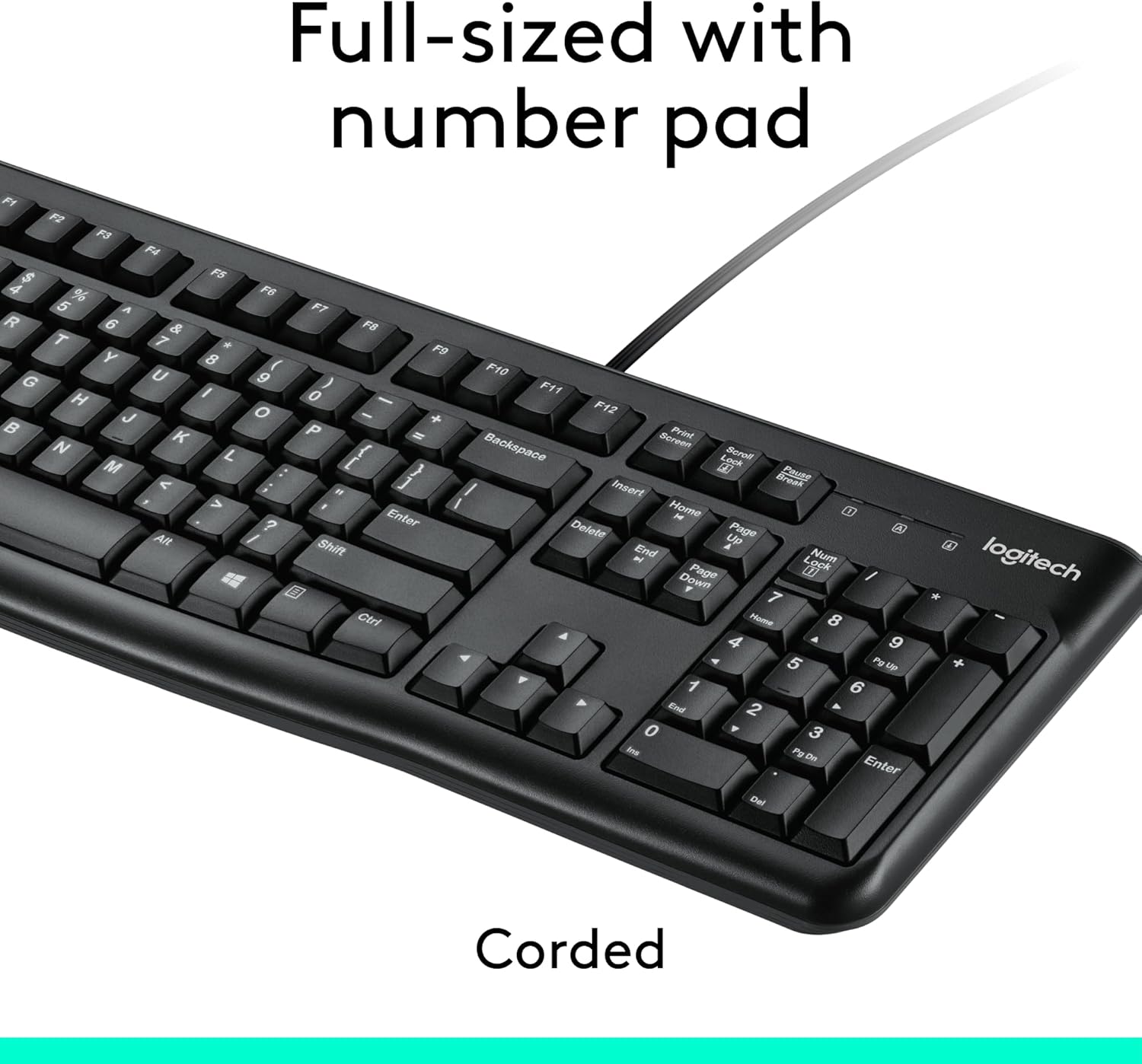 Logitech MK120 Wired Keyboard and Mouse Combo for Windows, Optical Wired Mouse, Full-Size, USB, Compatible with PC