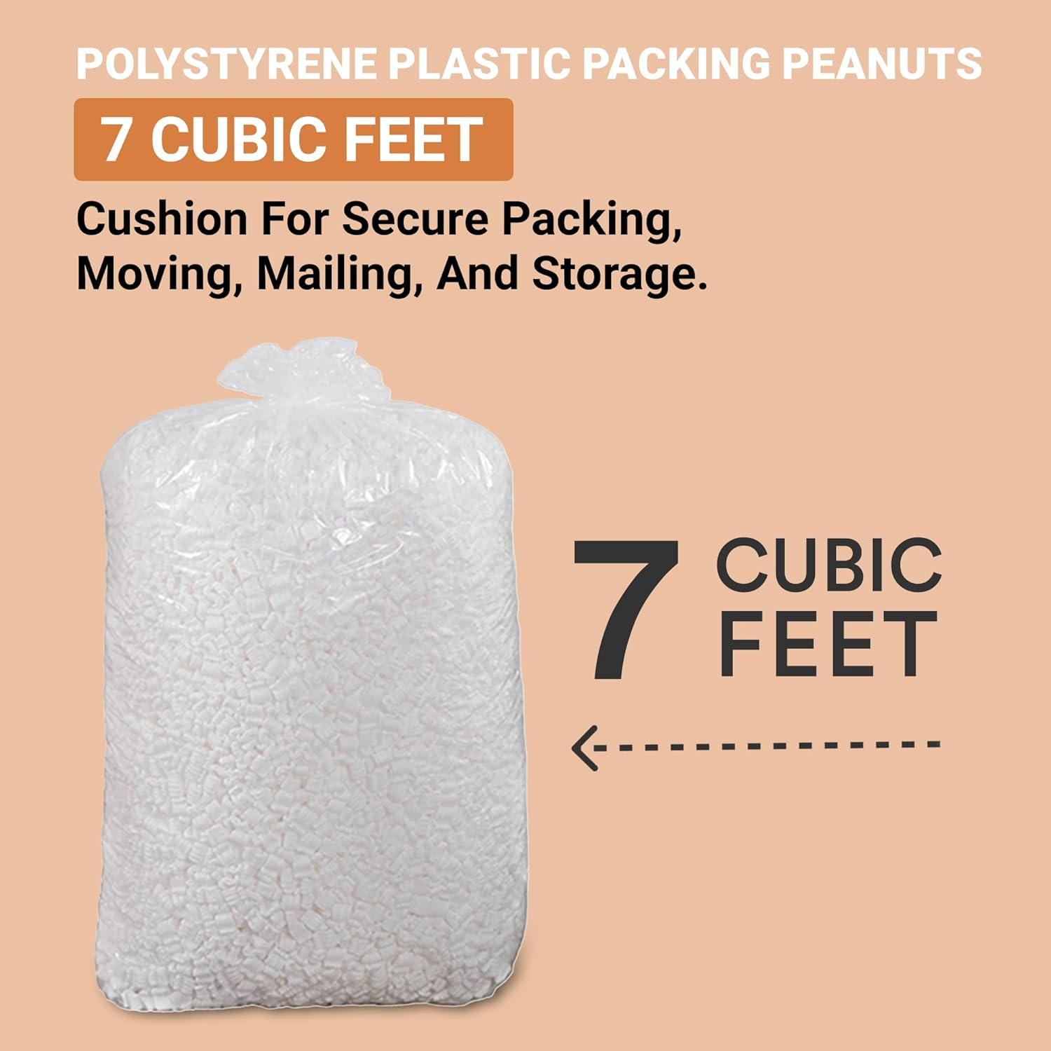 AVIDITI White Styrofoam Packing Peanuts (7 Cubic Feet) | Bulk Loose Fill Packing Peanuts For Shipping, Moving