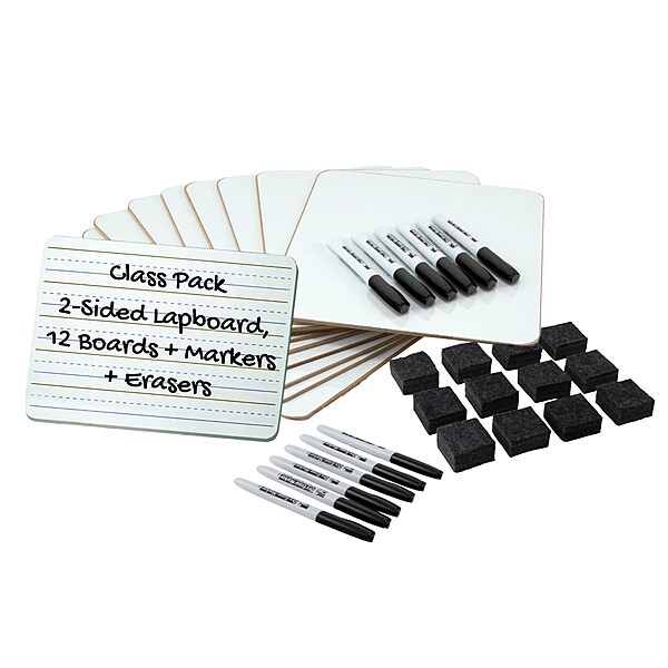 CHARLES LEONARD Dry Erase Lapboard Class Pack with Markers and Erasers
