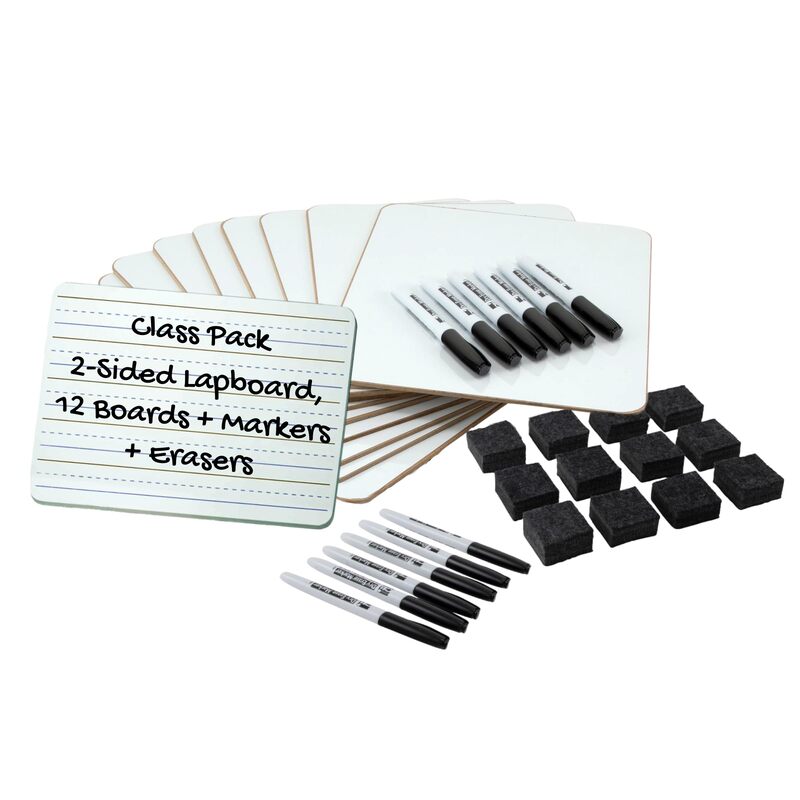 CHARLES LEONARD Dry Erase Lapboard Class Pack with Markers and Erasers