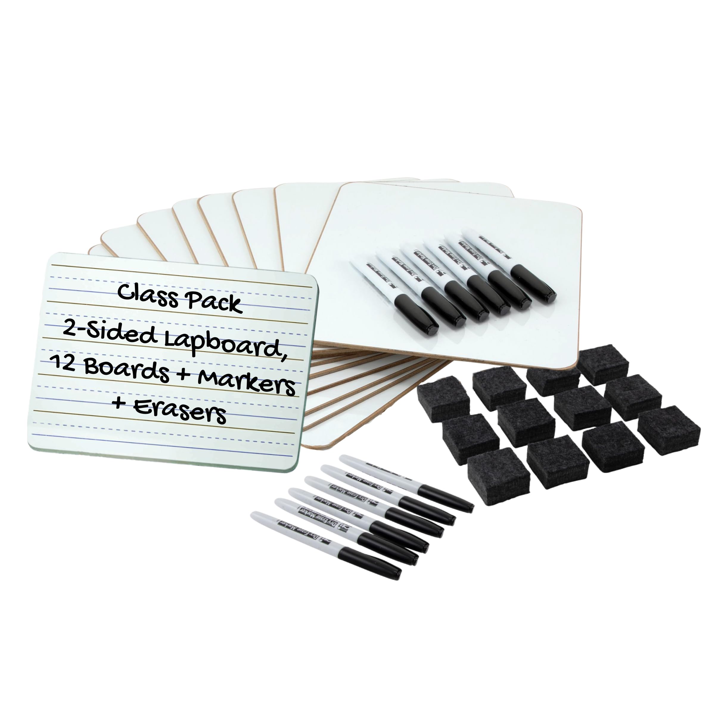 CHARLES LEONARD Dry Erase Lapboard Class Pack with Markers and Erasers