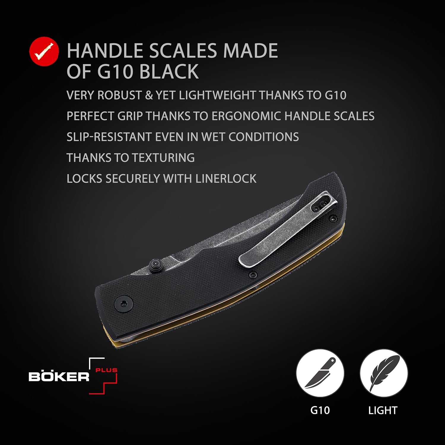 BÖKER PLUS® Poke Knife - Pocket folding knife with D2 steel blade with thumb pin - linerlock