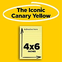 Post-it Super Sticky Notes, 4x6 in, 5 Pads, 2X The Sticking Power, Canary Yellow, Recyclable 9.6" x 5"