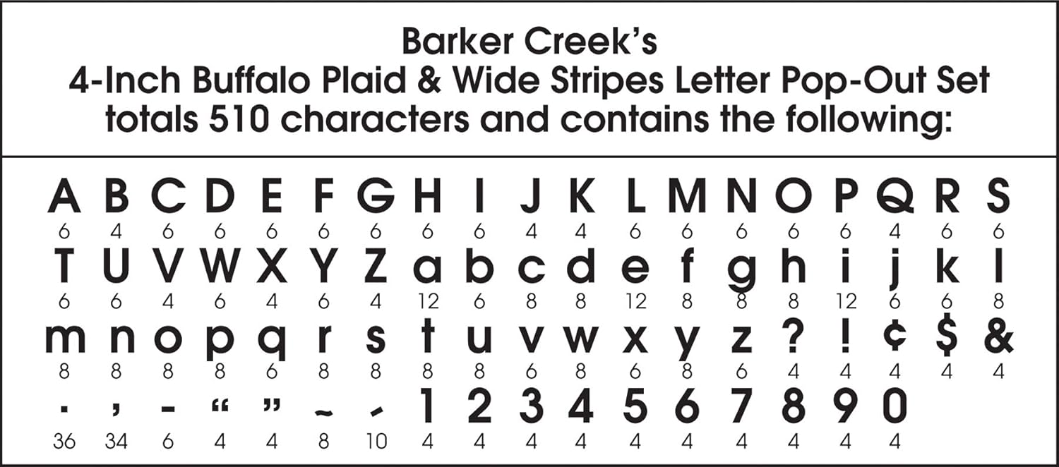 Barker Creek 4" Letter Pop-Outs 2-Pack, Buffalo Plaid & Wide Stripes, Jazz Up Your Bulletin Boards with These Colorful