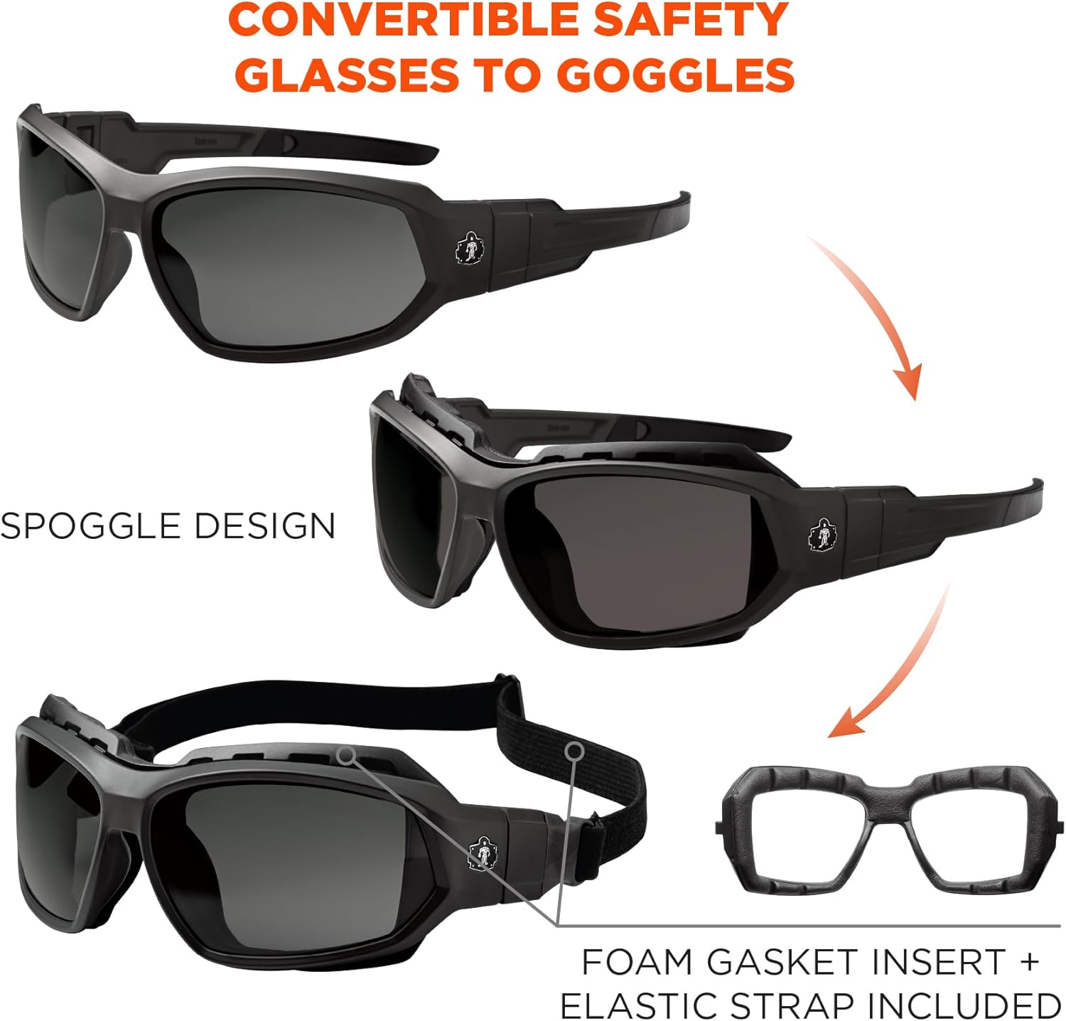 Ergodyne Skullerz Loki Convertible Anti-Fog Safety Glasses