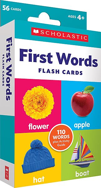 Scholastic First Words Flash Cards, 6-1/4inH x 3-5/16inW, Pre-K, Pack Of 56 Cards