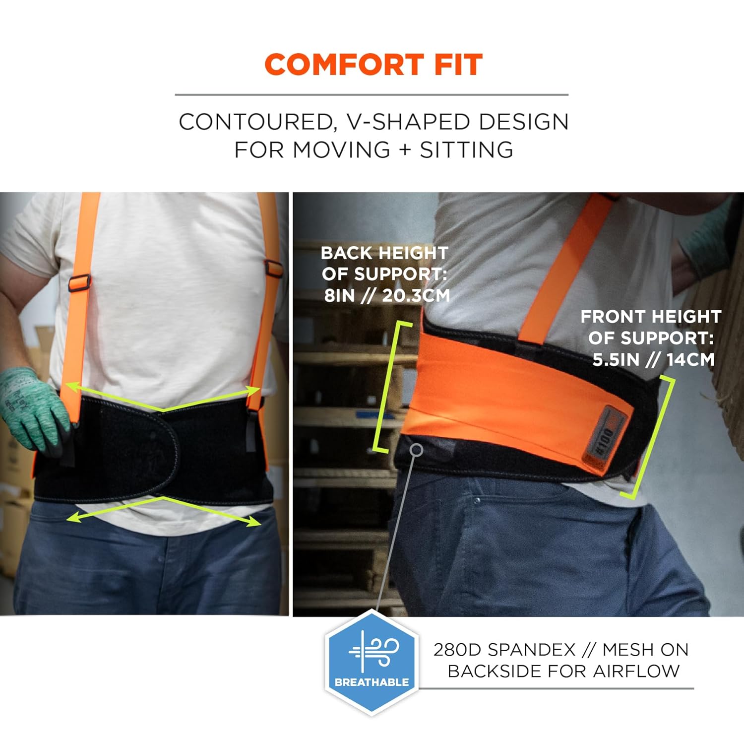Ergodyne ProFlex 100HV Hi-Vis Spandex Back Support Belt