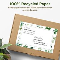 Avery EcoFriendly Matte White Recycled Rectangle Labels, 5" x 6", Permanent Adhesive, Laser/Inkjet Printable