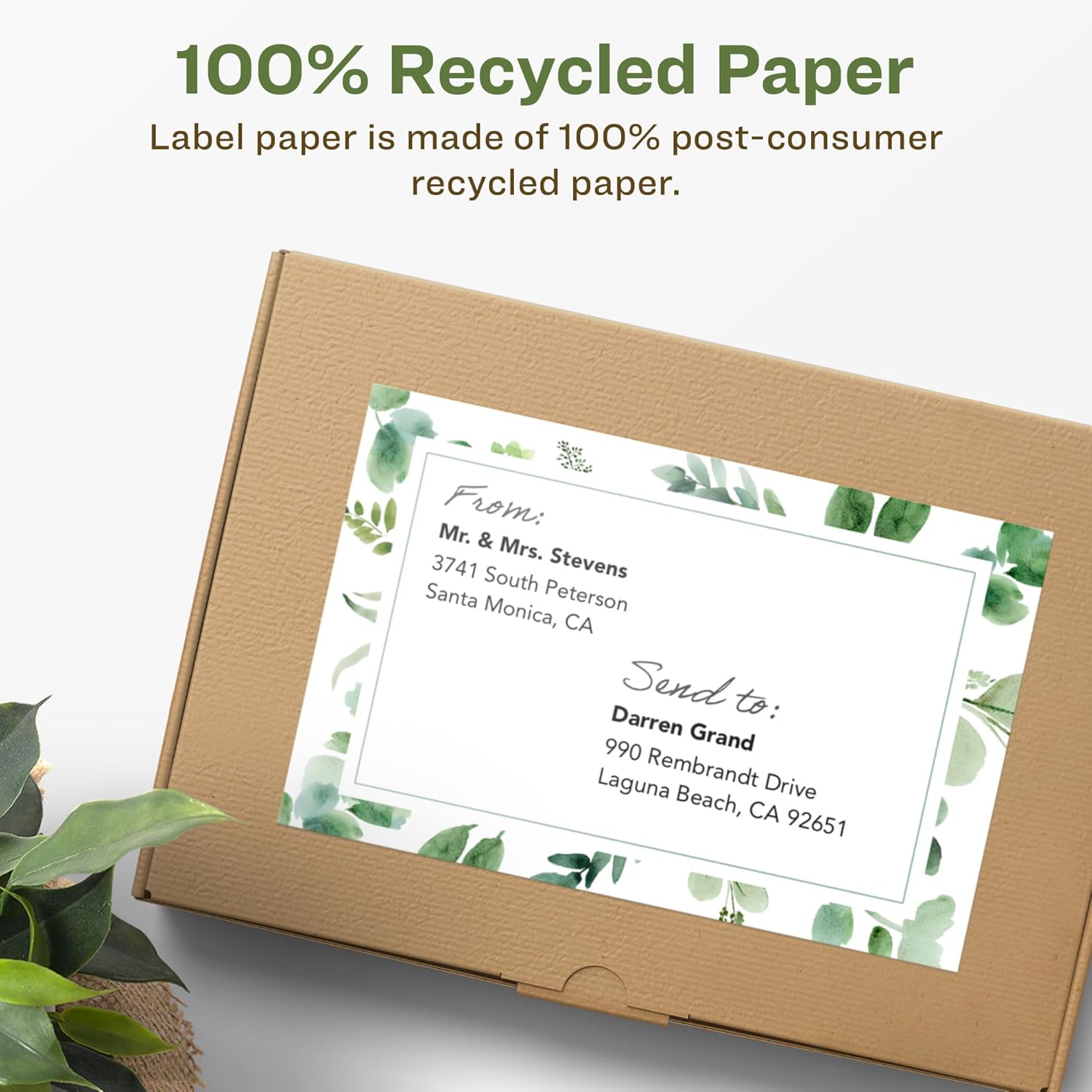 AVERY EcoFriendly Matte White Recycled Rectangle Labels, 5" x 8-1/8", Permanent Adhesive, Laser/Inkjet Printable