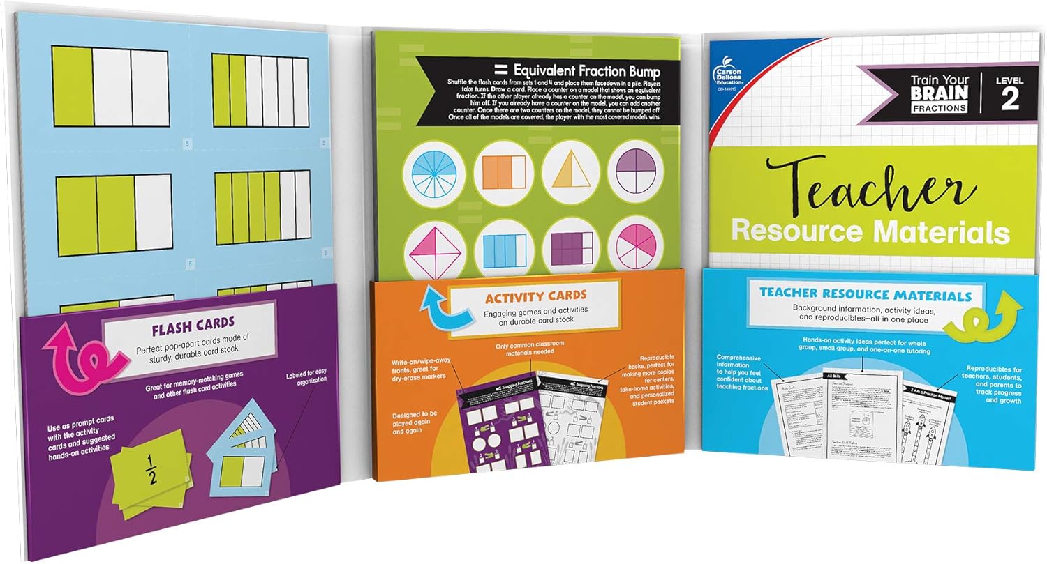 Carson-Dellosa Train Your Brain: Fractions Level 2 Classroom Kit, Grades 3-5, 111 pcs