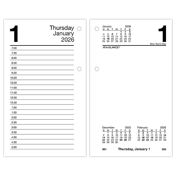 AT-A-GLANCE Daily Loose-Leaf Desk Calendar Refill, 3.5 x 6, Standard (Fits 17 Style bases)