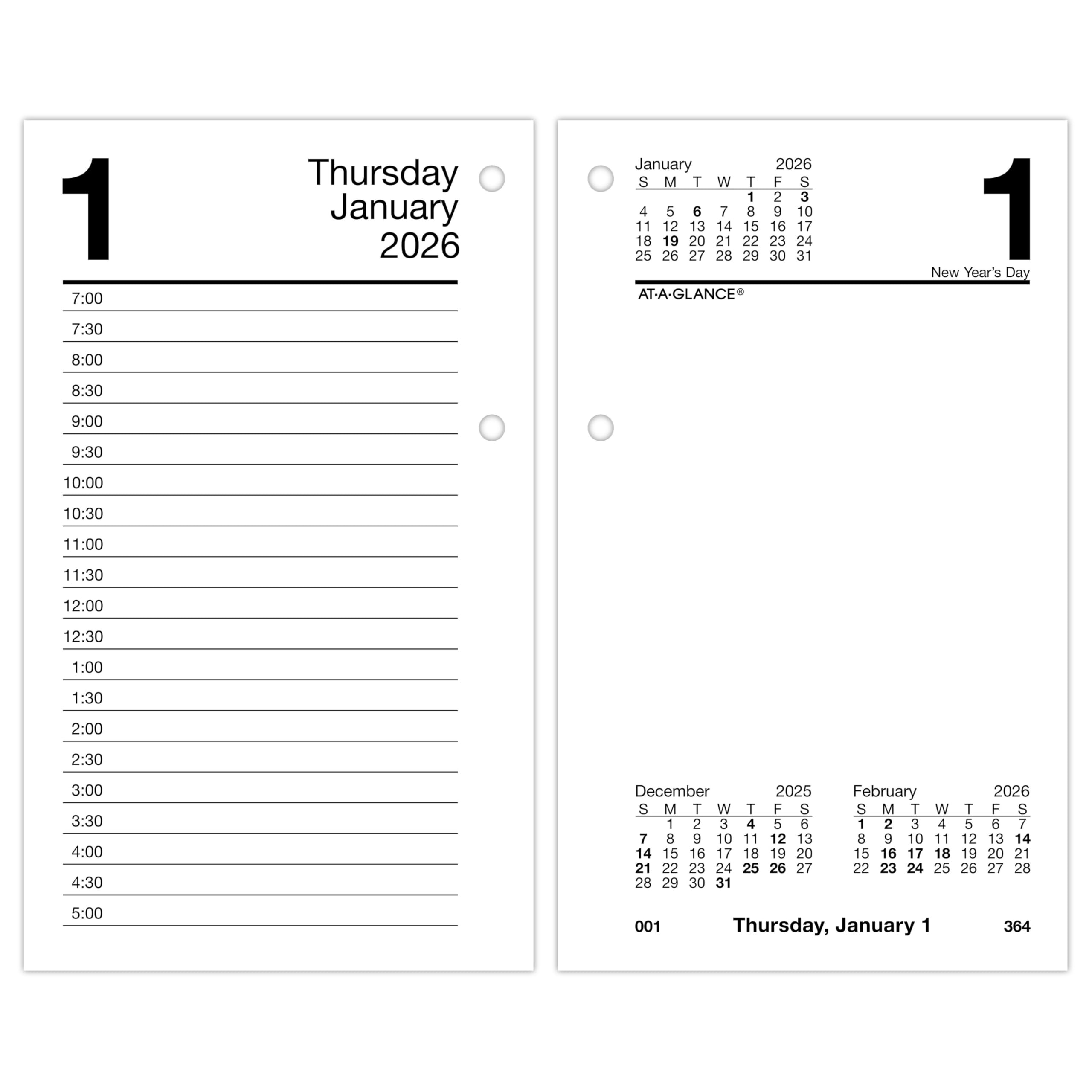 AT-A-GLANCE Daily Loose-Leaf Desk Calendar Refill, 3.5 x 6, Standard (Fits 17 Style bases)
