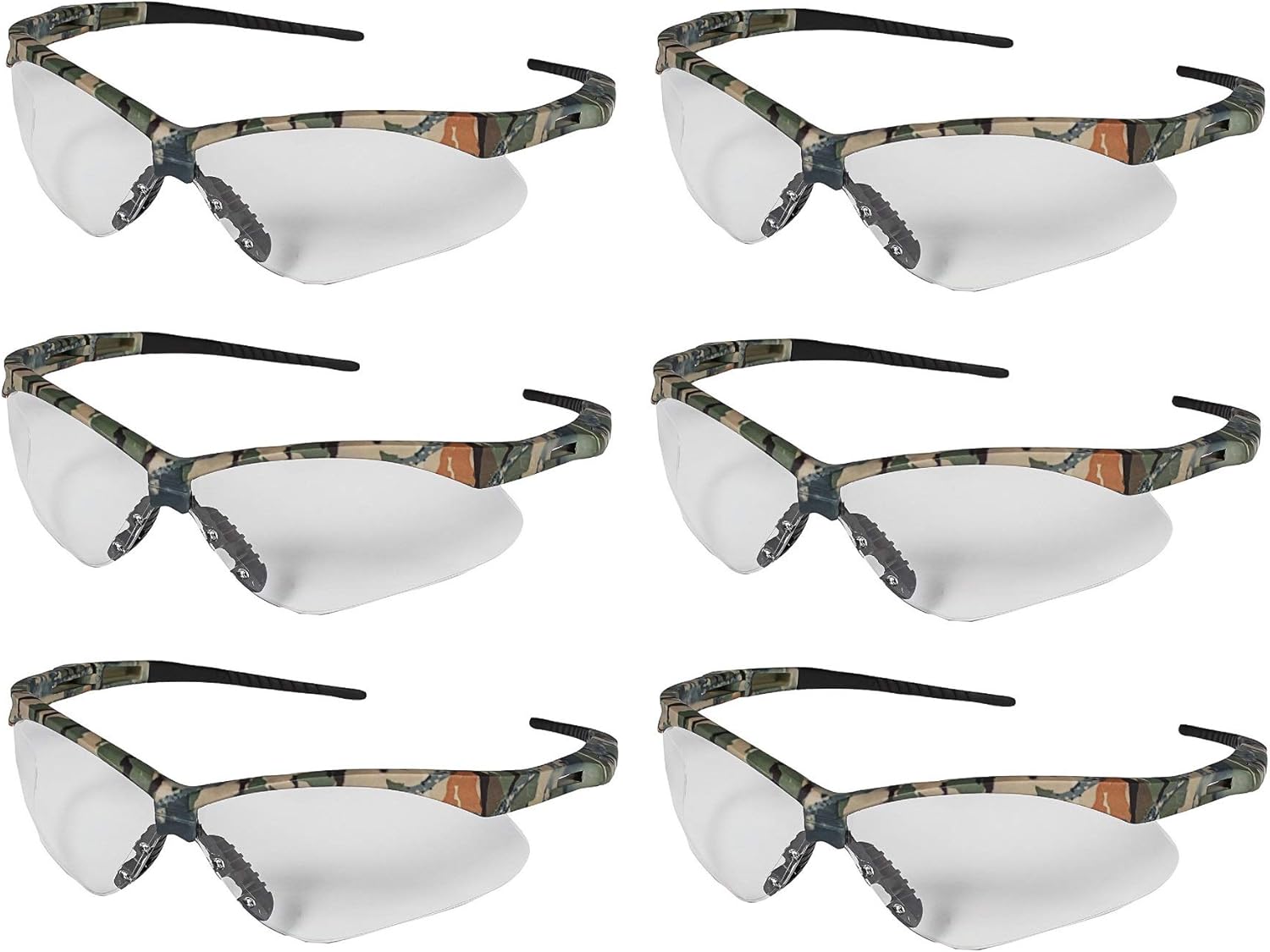 KLEENGUARD (Formerly Jackson Safety V30 Nemesis Safety Glasses/Sunglasses (6 Pair) Camo Frame Clear Anti-Fog