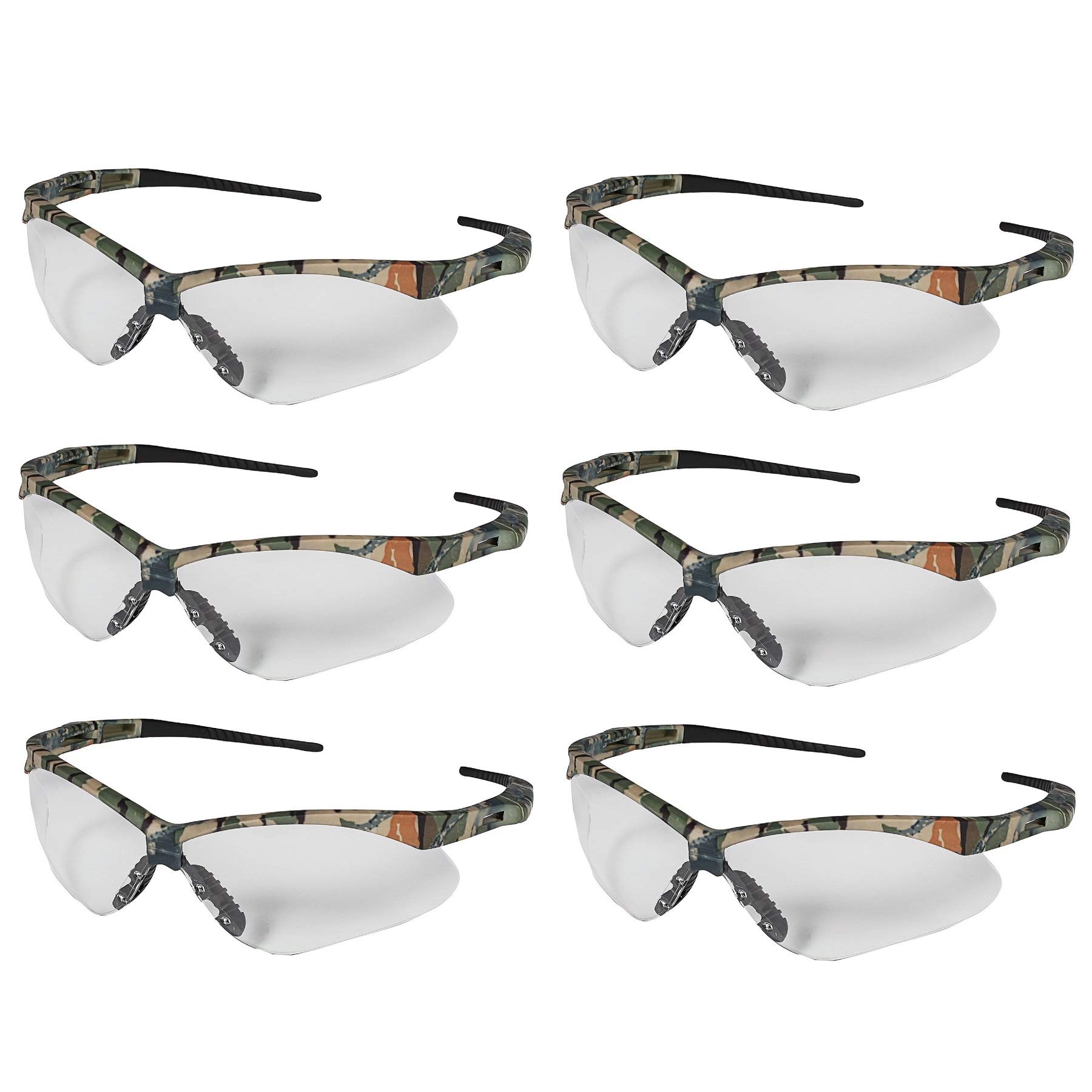 KLEENGUARD (Formerly Jackson Safety V30 Nemesis Safety Glasses/Sunglasses (6 Pair) Camo Frame Clear Anti-Fog