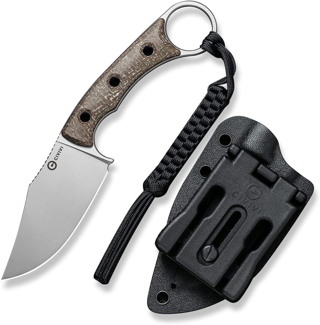 CIVIVI Midwatch Fixed Blade Knife, 3.39" Bohler N690 with Kydex Sheath