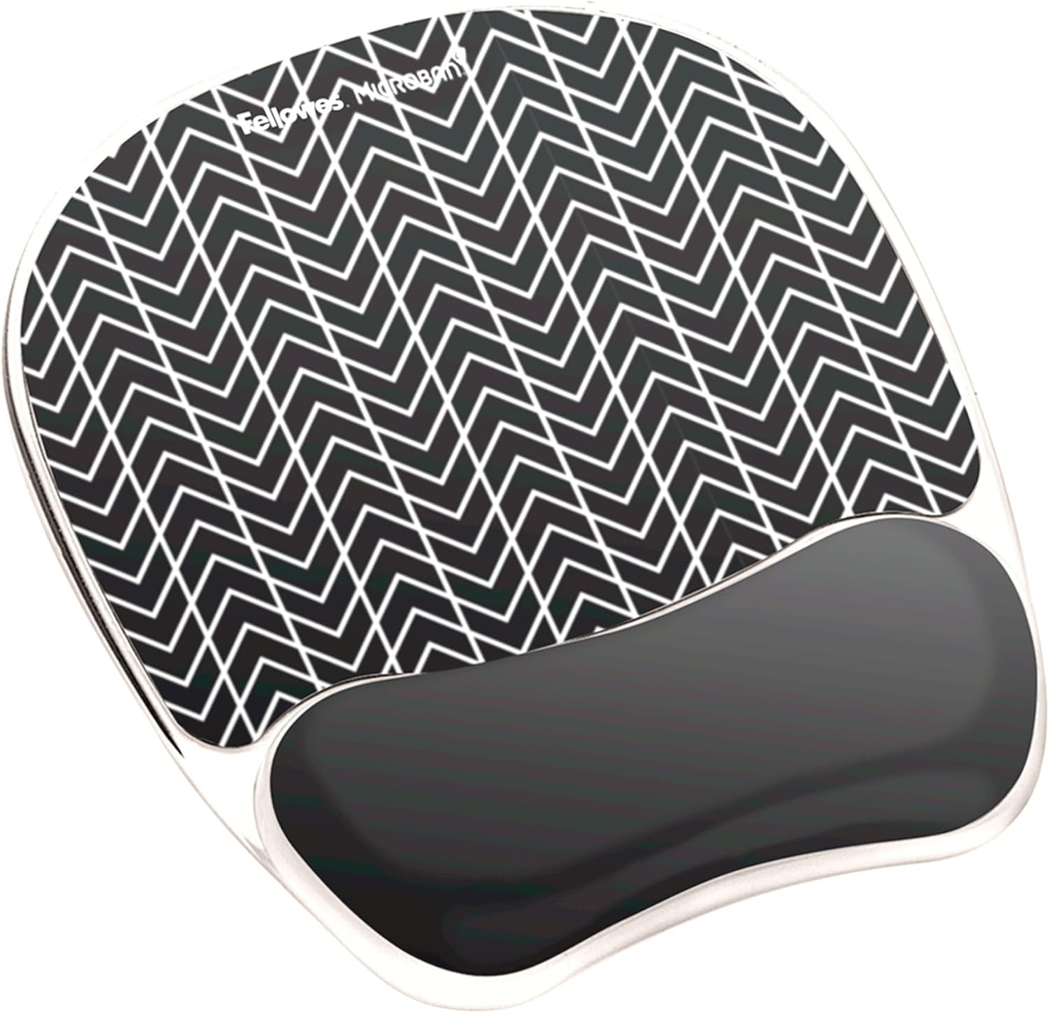 Fellowes Photo Gel Mouse Pad Wrist Rest with MICROBAN - Black Chevron (9549901)