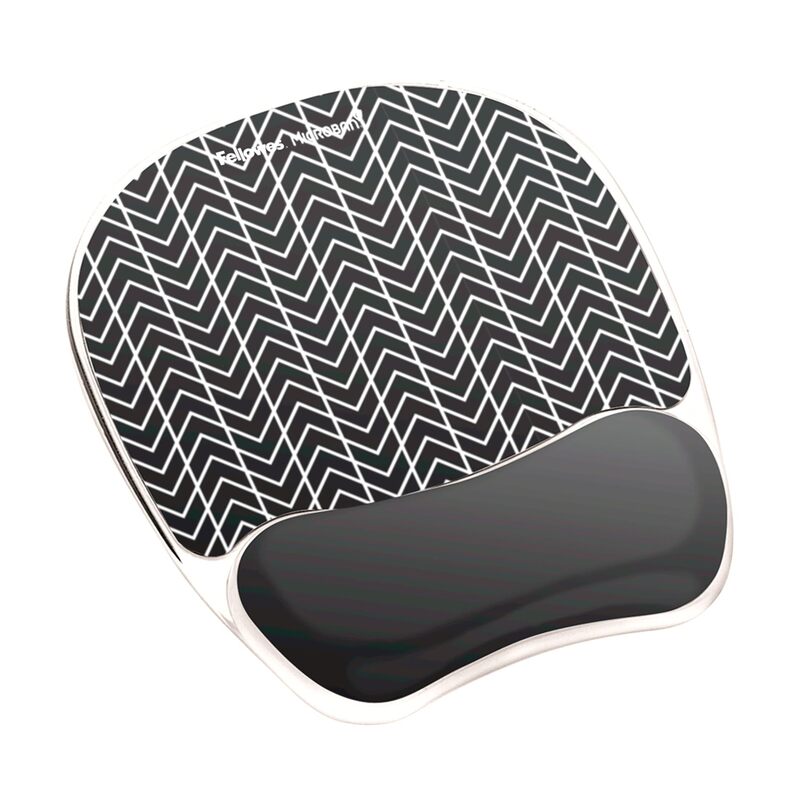 Fellowes Photo Gel Mouse Pad Wrist Rest with MICROBAN - Black Chevron (9549901)