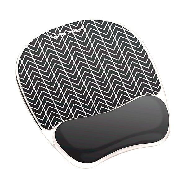 Fellowes Photo Gel Mouse Pad Wrist Rest with MICROBAN - Black Chevron (9549901)