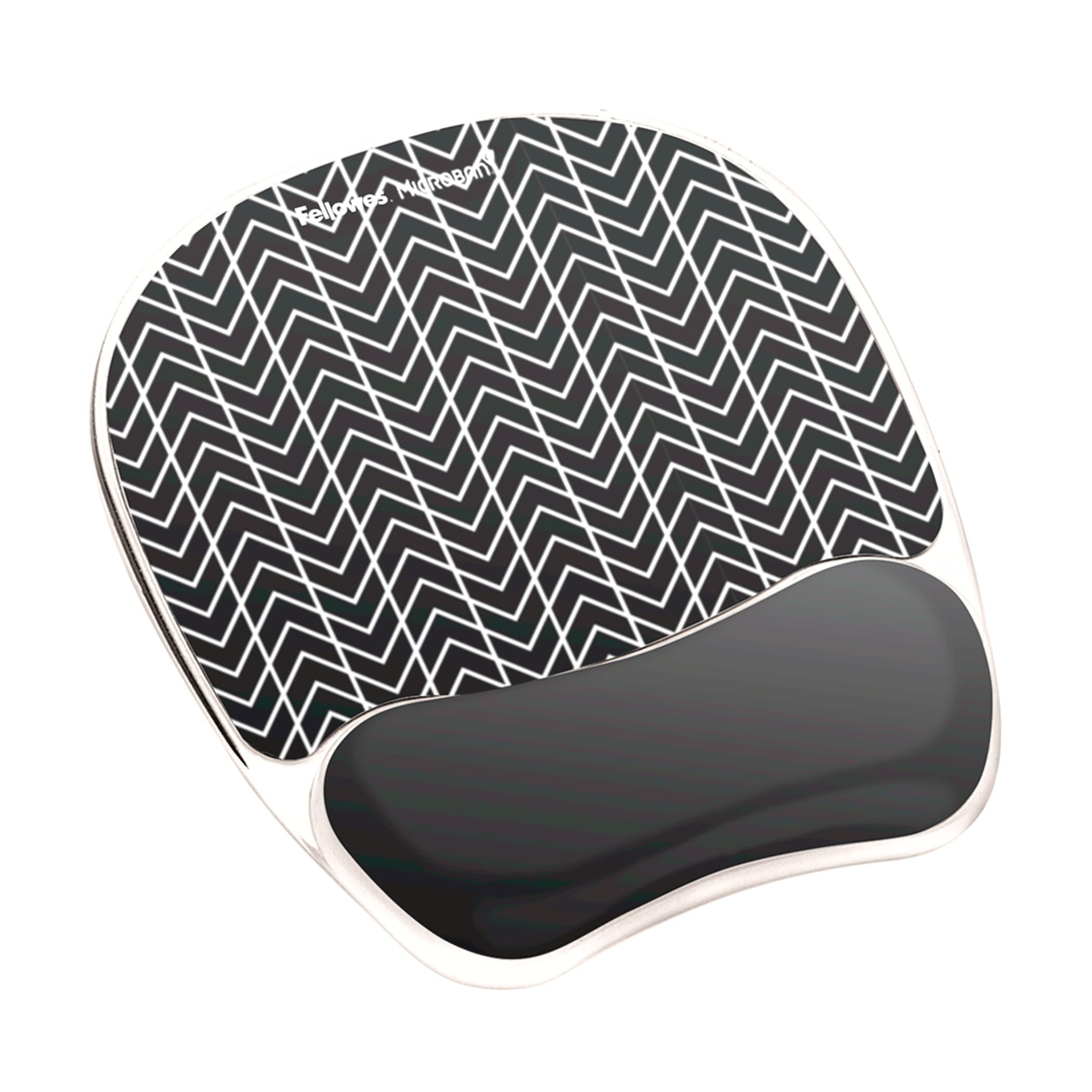 Fellowes Photo Gel Mouse Pad Wrist Rest with MICROBAN - Black Chevron (9549901)