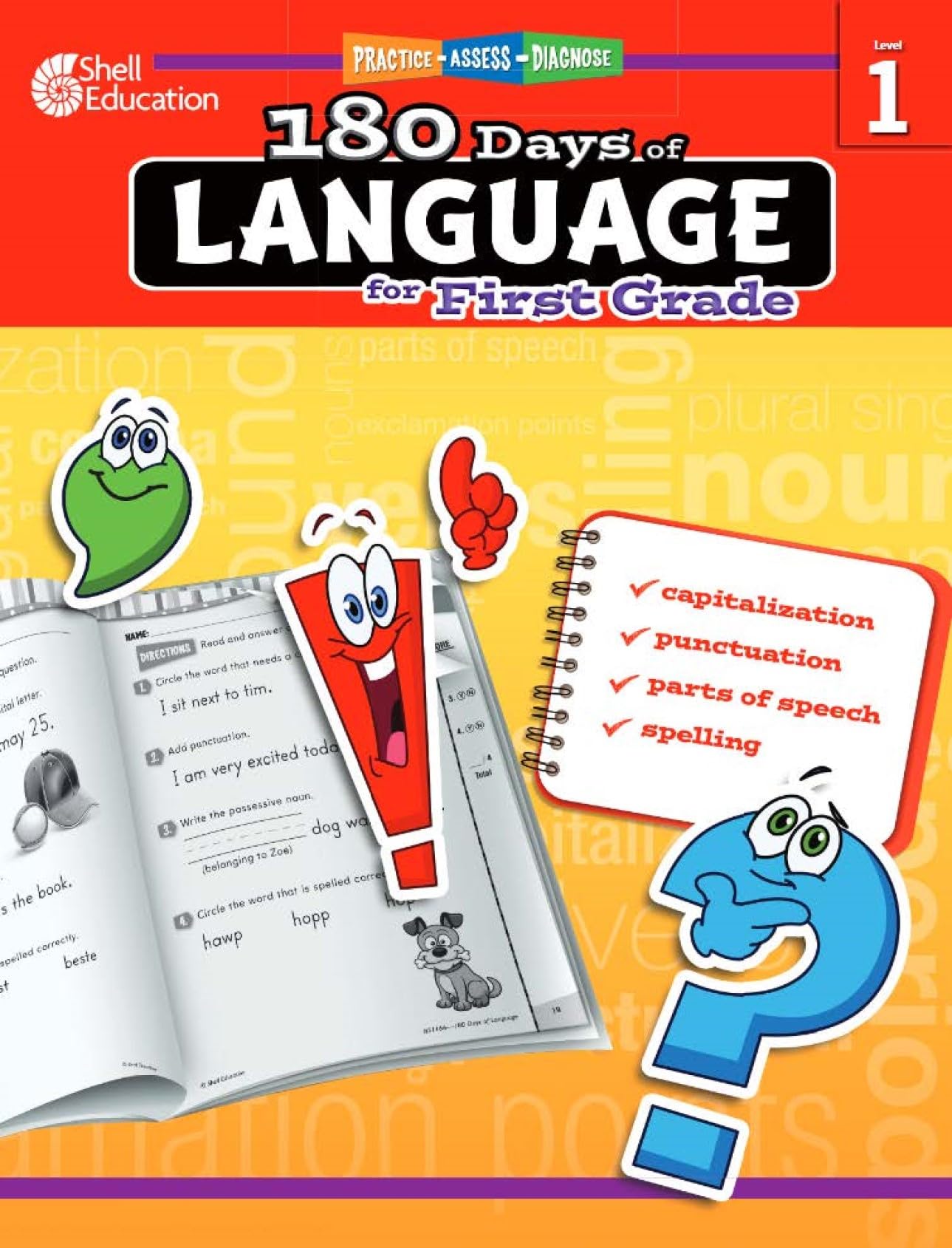 Shell Education 180 Days of Language for First Grade (180 Days of Practice)