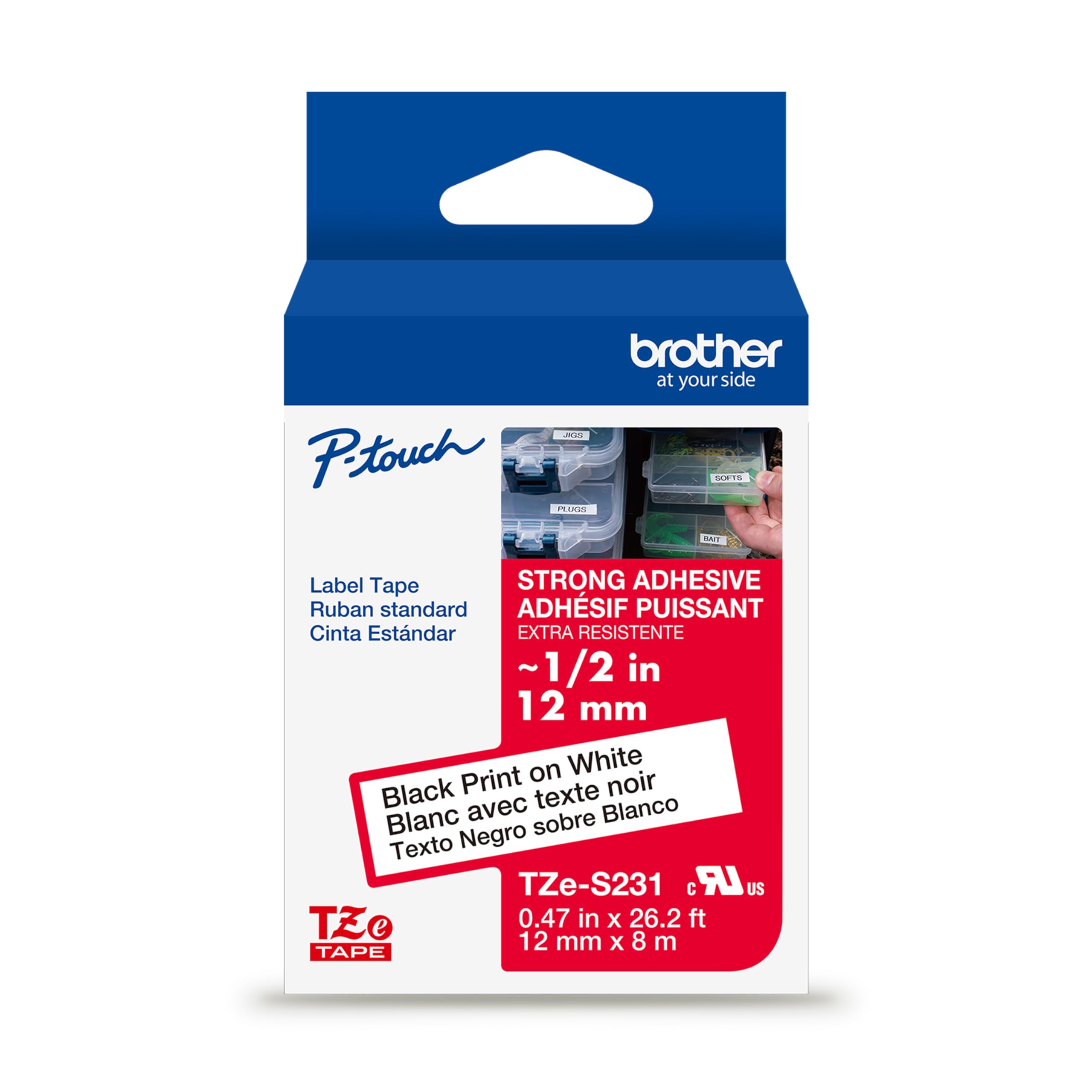 BROTHER Genuine TZe231 Laminated Label Tape 12mm Black on White