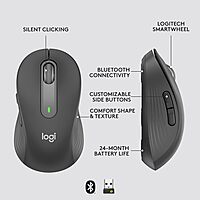 Logitech Signature M650 L for Business Wireless Mouse, for Large Sized Hands, Logi Bolt, Bluetooth, SmartWheel - Graphite