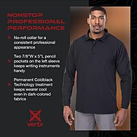 VERTX Mens Coldblack Long-Sleeve Tactical Polo Shirt