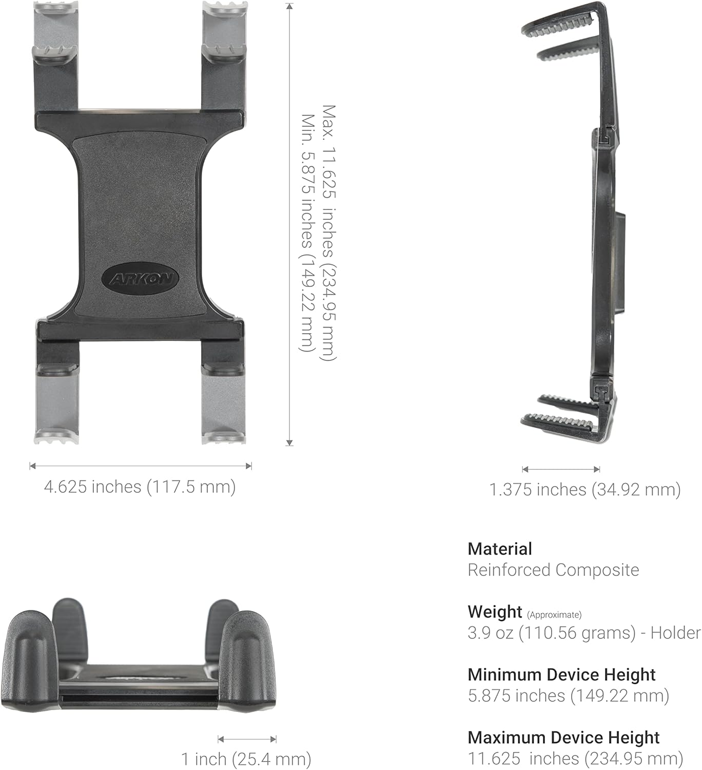 ARKON Mounts - Heavy-Duty Tablet Mount | Secure Drill Base for Cars, Walls