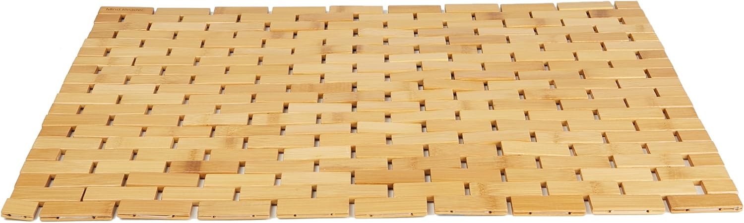 Mind Reader Bath Mat, Shower Mat, Bathtub Mat, Bathroom Accessory, Wood/Rayon from Bamboo, 23.5"L x 16.5"W x 0.4"H, Brown
