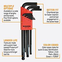 Bondhus 10999 Set of 9 Balldriver L-wrenches, ProGuard Finish, sizes 1.5-10mm One Size