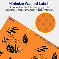 AVERY Printable Round Labels, Sure Feed Technology, 3" Diameter, Bright Orange, Print-to-the-Edge, Laser/Inkjet Printable